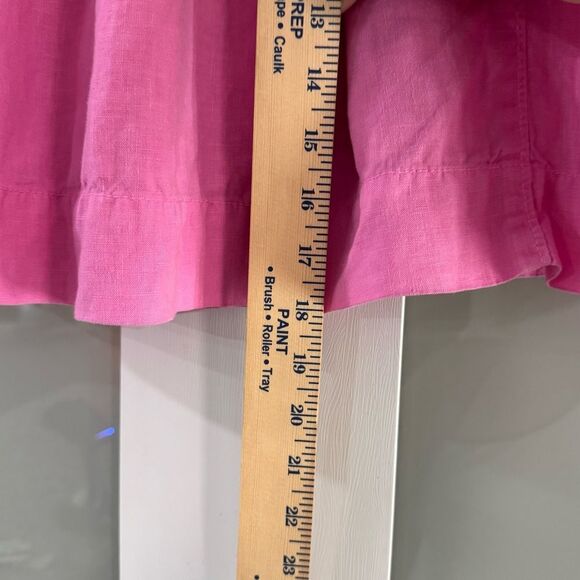 J Crew Linen Vibrant Pink Full Skirt with Drawstring and Pockets Sz 8 - Picture 5 of 7